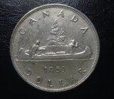 KANADA 1 DOLLAR 1955 SREBRO