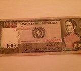 BOLIVIJA 1 000 BOLIVIANOS 1982 GODINA