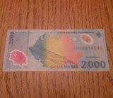 NOVČANICA RUMUNJSKE 2 000 LEI 1999 GODINA PLASTIČNA UNC