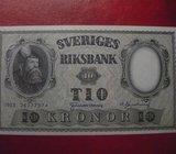 SWEDEN 10 KRONOR 1953 UNC