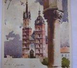 KOSCIOL MARYACKI w KRAKOW 1914. postcard - ART DEOPISNICA ,POTPISANA