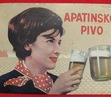 APATINSKO PIVO - beer, reklamna limena tabla, iz 1960-ih