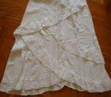 Bijela lanena suknja sa pasicom i čipkom, veličina M/L