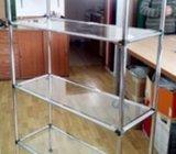 Staklena polica 100x40x170 cm - okrugle inox cijevi, staklo