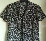 CRNO BIJELA VINTAGE BLUZA,NA CVJETIĆE BR.40/42