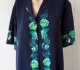 Nova tamnoplava svilena bluza - morski motivi - broj XL