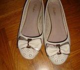 Bež balerinke sa zlatnom mašnicom, veličina 38
